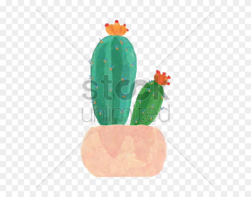 600x600 Watercolor Cactus Vector Image - Nopal PNG