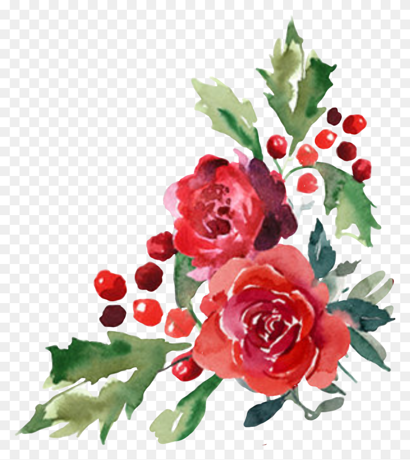 1050x1187 Watercolor Flower Flor Flores Cornerdesign Christmas - PNG Watercolor Flowers