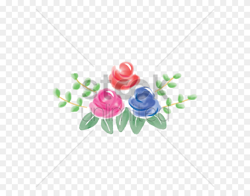 600x600 Acuarela De Flores Con Hojas De Imagen Vectorial - El Color Del Agua De La Flor Png