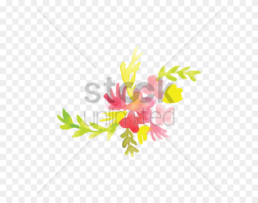 600x600 Акварельные Цветы С Листьями Векторное Изображение - Акварельные Цветы Png