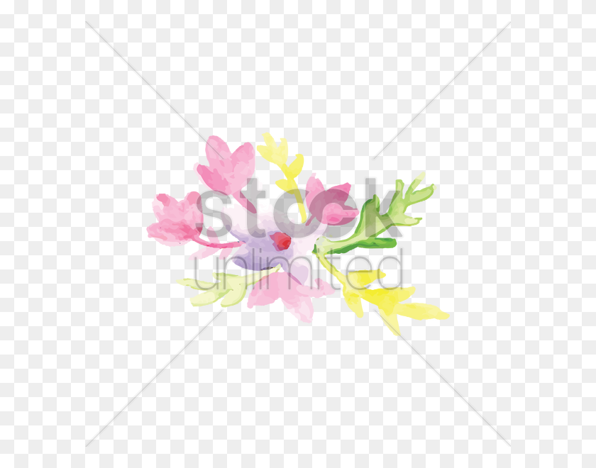 600x600 Watercolor Flowers With Leaves Vector Image - PNG Watercolor Flowers