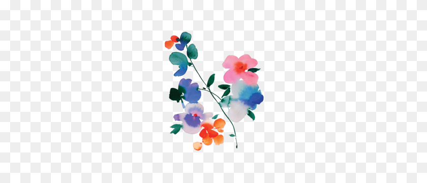300x300 Watercolor Tattly Temporary Tattoos - Watercolor Flowers PNG