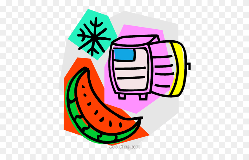 446x480 Watermelon With Refrigerator Royalty Free Vector Clip Art - Refrigerator Clipart
