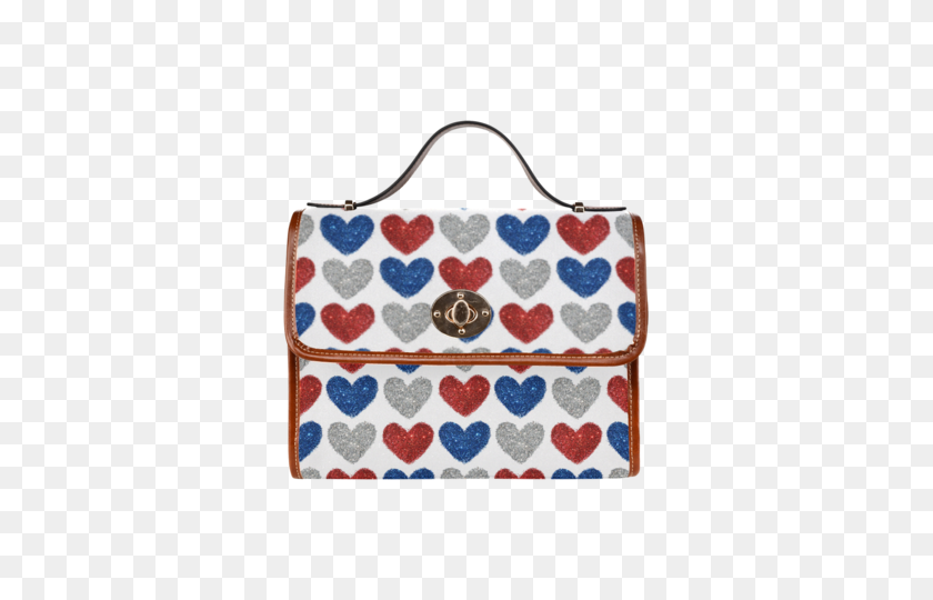 480x480 Waterproof Canvas Briefcase In Background With Hearts Of Red Blue - Silver Glitter PNG