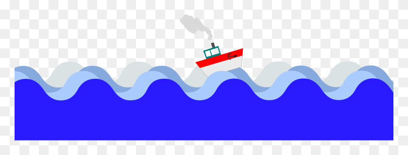 2400x801 Waves Clipart Boat - Water Waves PNG