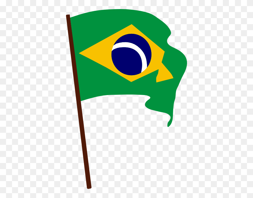 402x596 Развевающийся Флаг Бразилии Клипарт - Развевающийся Флаг Png