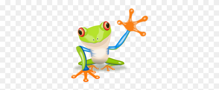 300x285 Waving Frog Clip Art - Frog Clipart