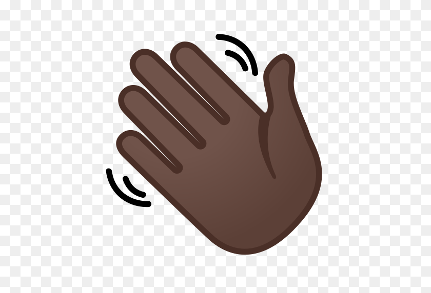 512x512 Waving Hand Emoji With Dark Skin Tone Meaning And Pictures - Wave Emoji PNG