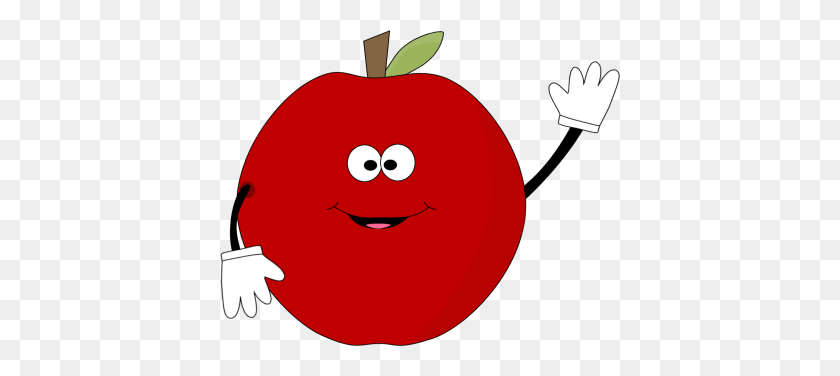 400x316 Waving Red Apple Clip Art - Red Apple Clipart