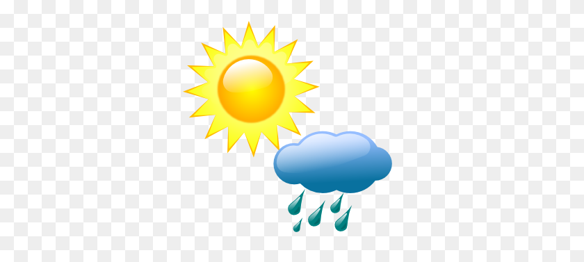 313x317 Символы Погоды Привет Дождь Облако Чб - Солнечная Погода Клипарт
