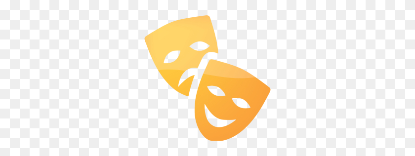 256x256 Web Orange Theatre Masks Icon - Theatre Mask PNG