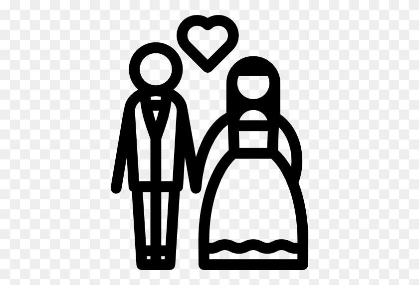 512x512 Wedding And Love Icon - Bride And Groom Clipart Black And White