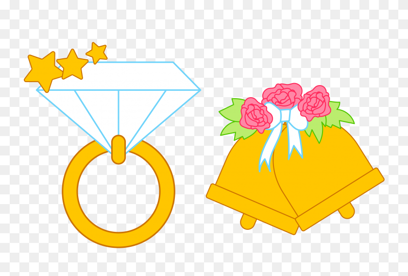 3188x2079 Wedding Cake Clipart Bells And Ring - Two Wedding Rings Clipart