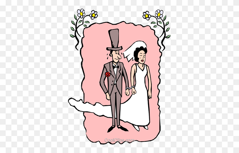 362x480 Pareja De Novios Royalty Free Vector Clipart Illustration - Wedding Couple Clipart