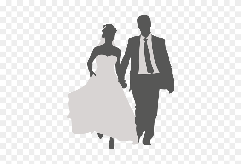512x512 Wedding Couple Walking Silhouette - Wedding Couple PNG