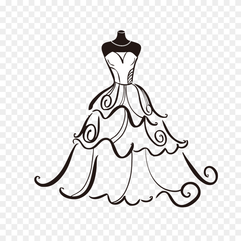 1000x1000 Wedding Dress Bride Clip Art - Gown Clipart