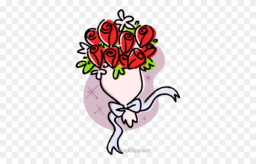 343x480 Wedding Flowersouquet Royalty Free Vector Clip Art Illustration - Rose Bouquet Clipart