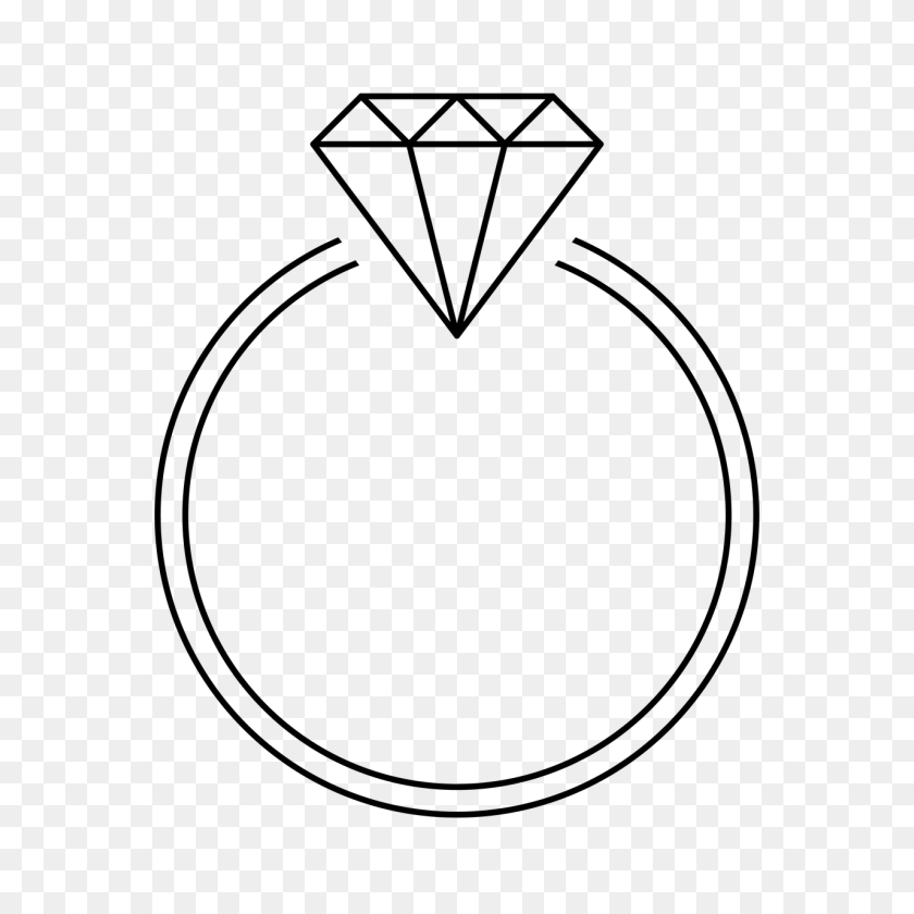 1280x1280 Wedding, Ring Diamond Black Transparent Background - Diamond Black And White Clipart
