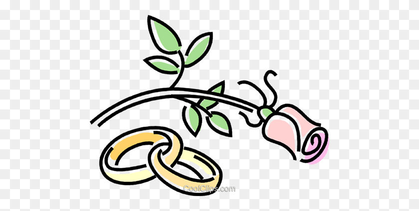 480x364 Wedding Rings With A Rose Royalty Free Vector Clip Art - Marriage Rings Clipart