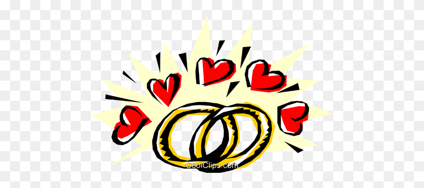 480x313 Wedding Rings With Hearts Royalty Free Vector Clip Art - Wedding Hearts Clipart