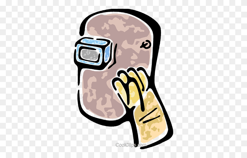 338x480 Welding Mask And Gloves Royalty Free Vector Clip Art Illustration - Welding Clipart