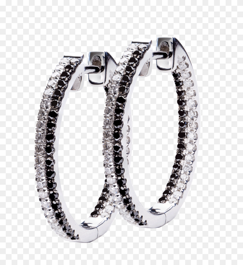 3306x3638 Wg Earrings Set With Crt Black And White Diamonds - White Diamond PNG