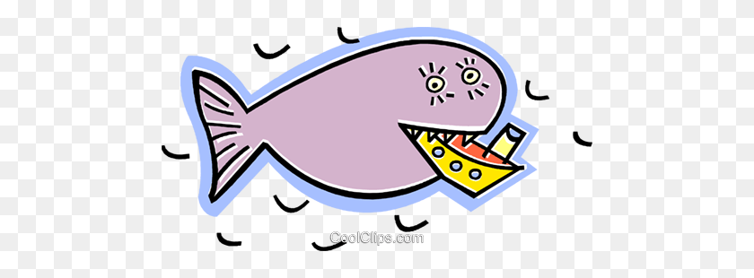 480x250 Whale Eating A Ship Royalty Free Vector Clip Art Illustration - Eating Clipart PNG