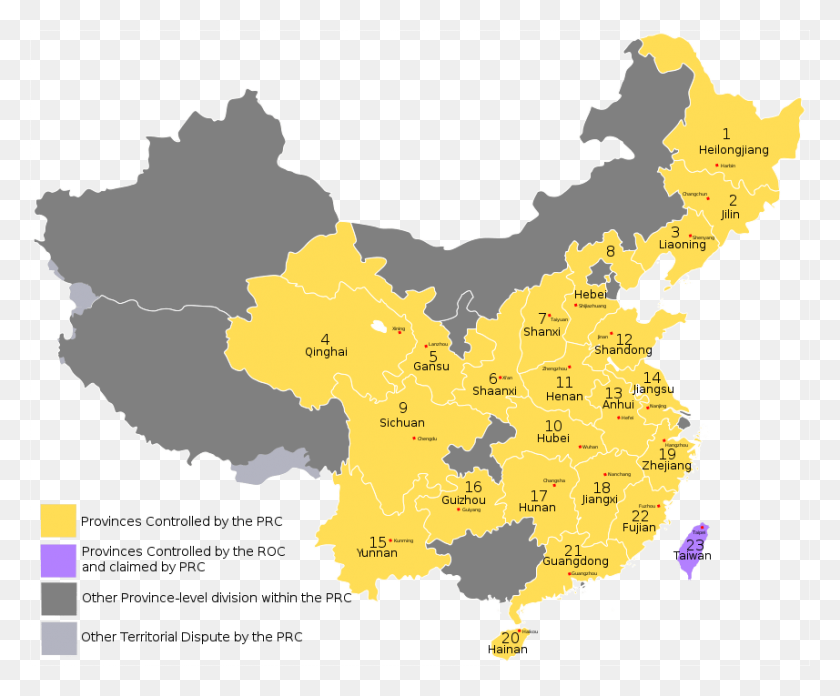 857x699 Какая Самая Большая Провинция Китая - Карта Китая Png