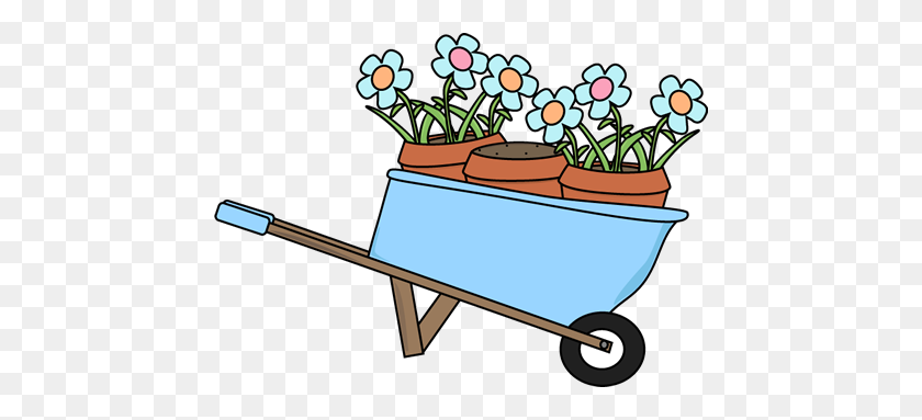 450x323 Wheelbarrow And Flower Pots - Flower Pot PNG