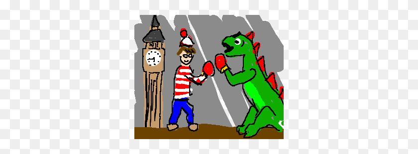 300x250 ¿Dónde Está Waldo Luchando Con Godzilla En Londres - Waldo Png