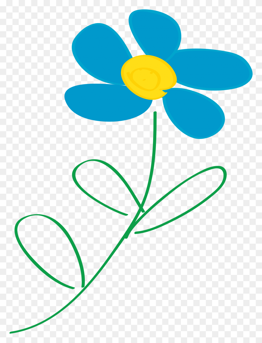 1802x2400 Whimsical Blue Flower Icons Png - Blue Flower PNG