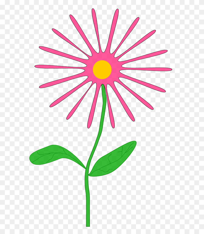637x900 Причудливый Розовый Цветок Клипарт Скачать - Мультфильм Цветок Png