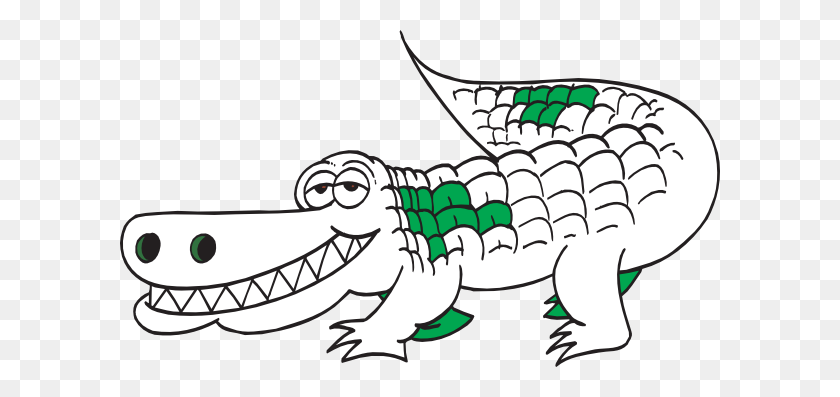 600x337 White Alligator Outline Clip Art - Gator Clipart