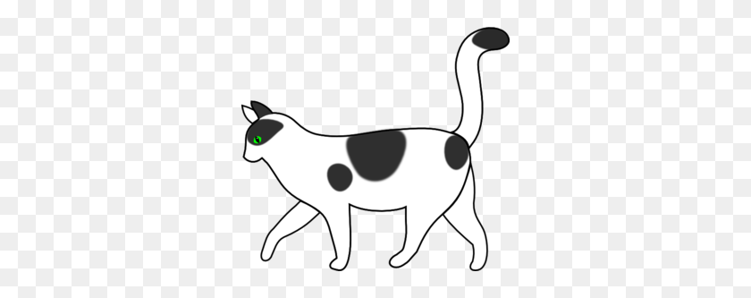 300x273 White And Black Cat Walking Clip Art - Clipart Black And White Cat