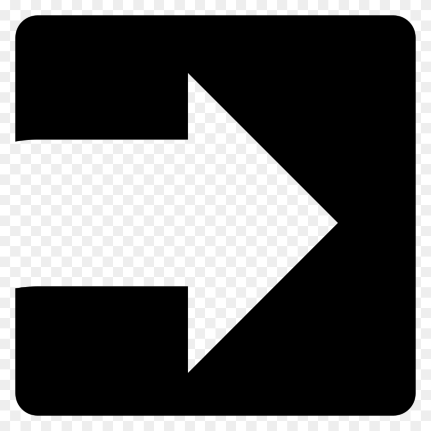 980x980 White Arrow Facing The Right Direction Inside A Square Png - White Arrow PNG