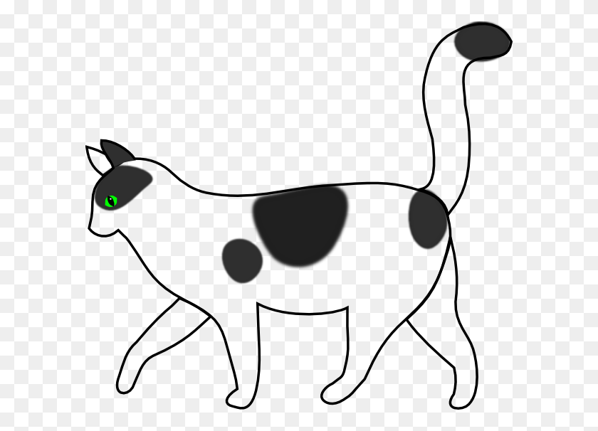 600x546 White Cat Walking Clip Art - Walk Clipart Black And White