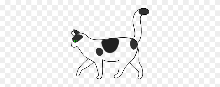300x273 White Cat Walking Clip Art Free Vector - Stethoscope Clipart Black And White