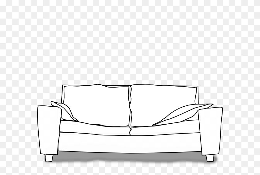 600x506 White Couch Clip Art - Couch Clipart Black And White