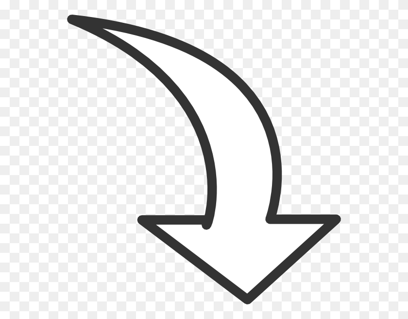 564x596 White Curved Arrow Clip Art - Curved Arrow Clipart