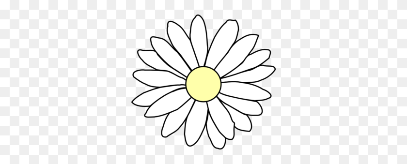 298x279 White Daisy Clipart Clip Art Of Daisy Clipart - Flower Clipart Black And White Free