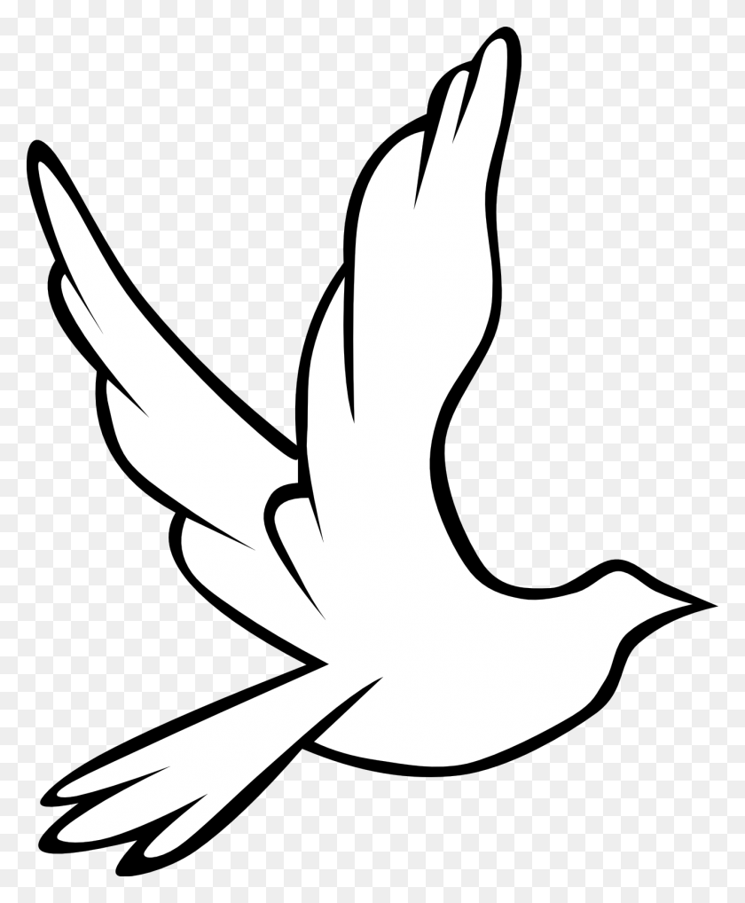 1331x1636 White Dove Clipart Black And White - Rosary Clipart