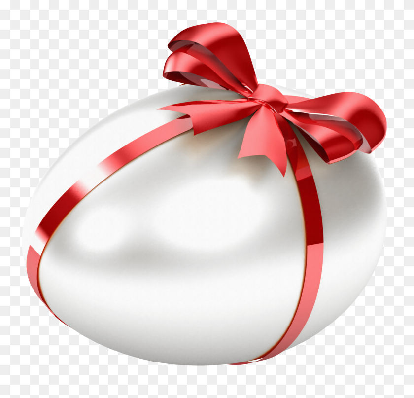 2703x2592 White Easter Egg With Red Bow Transparent Png Gallery - White Bow PNG