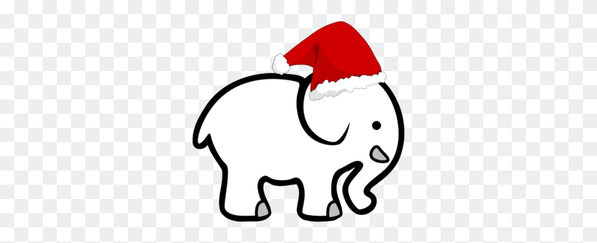 298x282 White Elephant With Santa Hat Clip Art - Christmas Santa Clipart