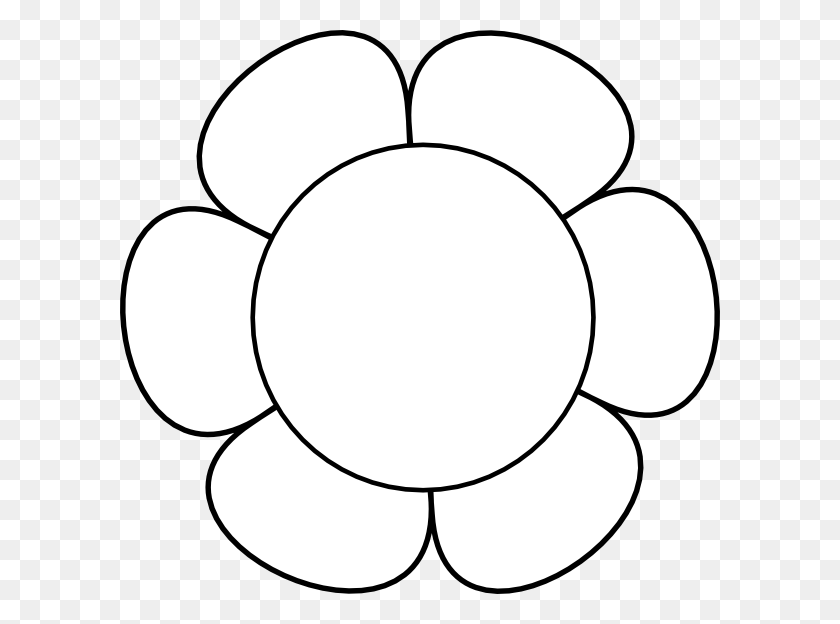 600x564 Белый Цветок Клипарт Цветочный Лепесток - Пасхальное Яйцо Клипарт Черный И Белый