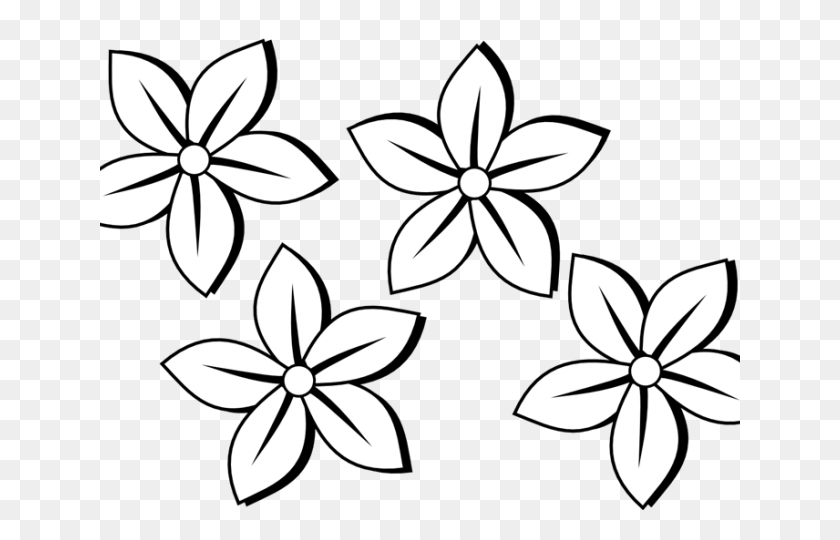 640x480 White Flower Clipart Hibiscus - Hibiscus Flower Clipart Black And White