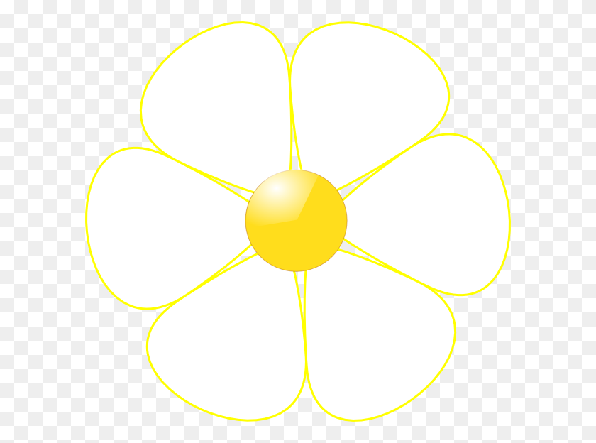 600x564 White Flower Yellow Middle Clip Art - Middle Clipart