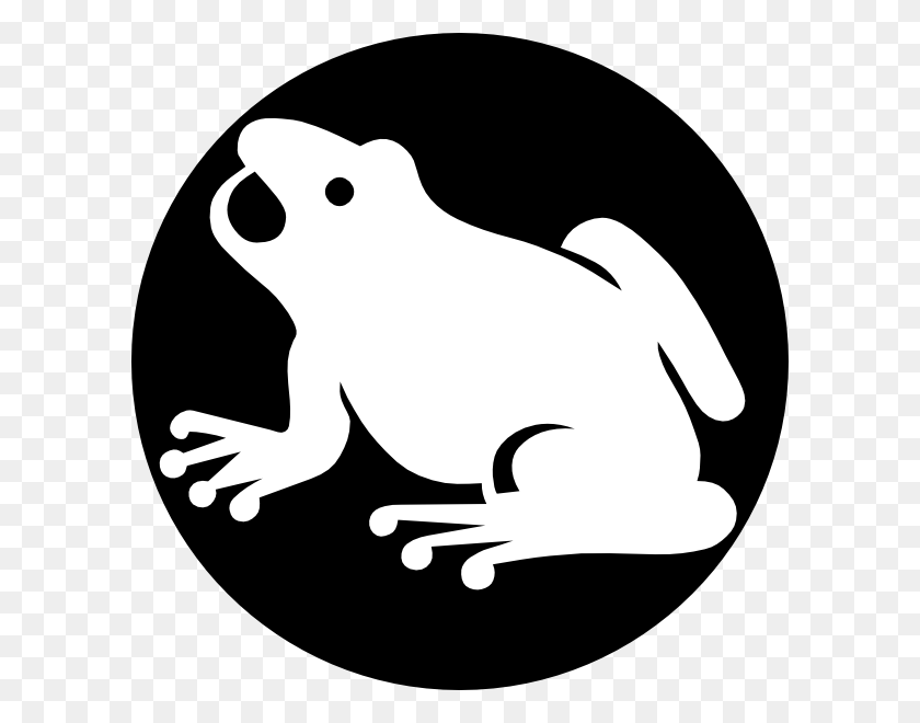 600x600 White Frog Silhouette With Black Background Clip Art - Summer Background Clipart