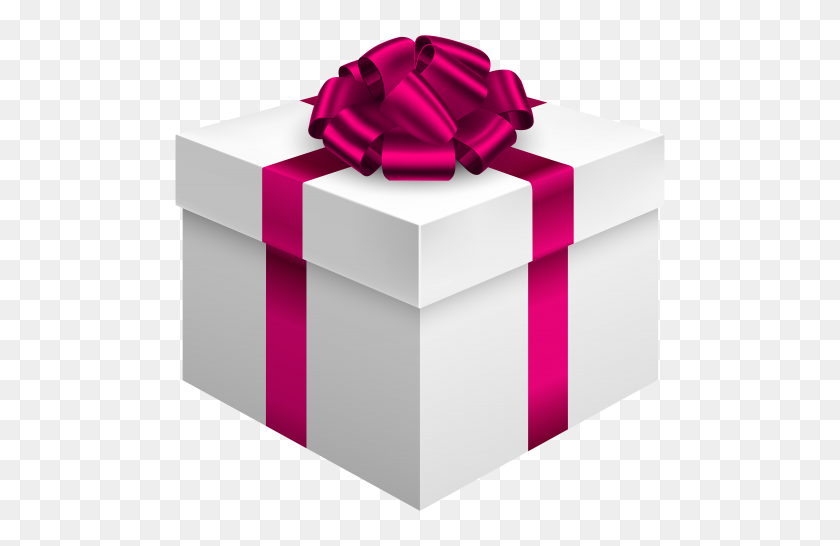 500x486 Png Белая Подарочная Коробка С Розовым Бантом Клипарт