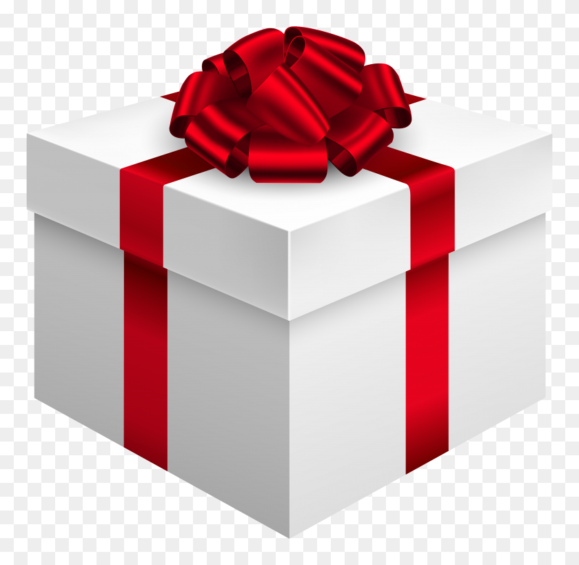 4000x3895 White Gift Box With Red Bow Png Clipart - Present PNG