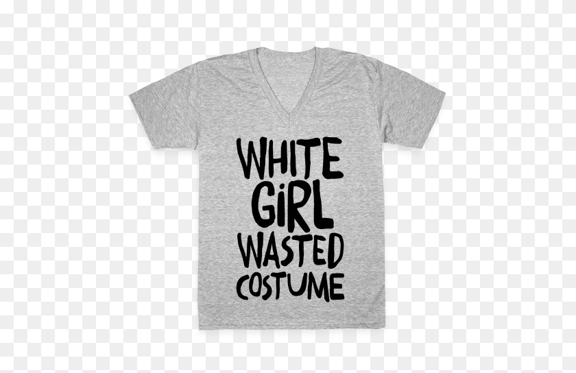 484x484 Chica Blanca Desgastado Cuello En V Camisetas De Lookhuman - Desperdiciado Png